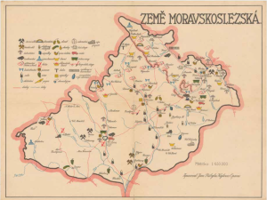 Obr. 8b: Mapa ZEMĚ MORAVSKOSLEZSKÁ. (zmenšeno)