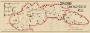 Obr. 9: Mapa SLOVENSKO S PODKARPATSKOU RUSÍ. (zmenšeno)